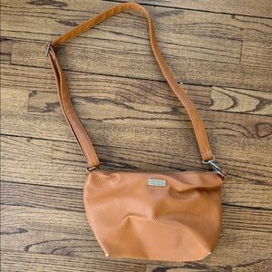 BCBG Paris Tan Pebbled Leather Crossbody Bag